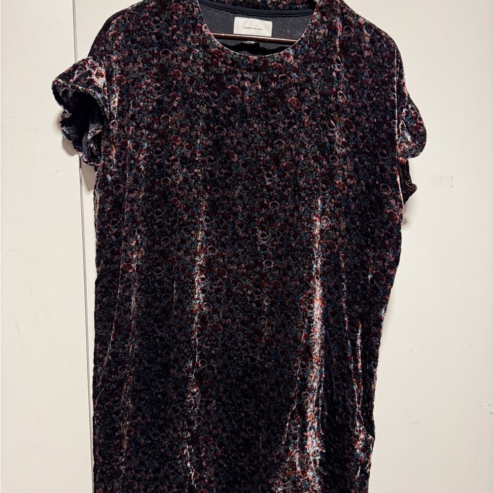 Current/Elliott Dark Floral Velvet Blouse